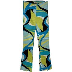 Follies‎ Paris Psychedelic Swirl Print Flare Pants Size S Funky Festival Hippie